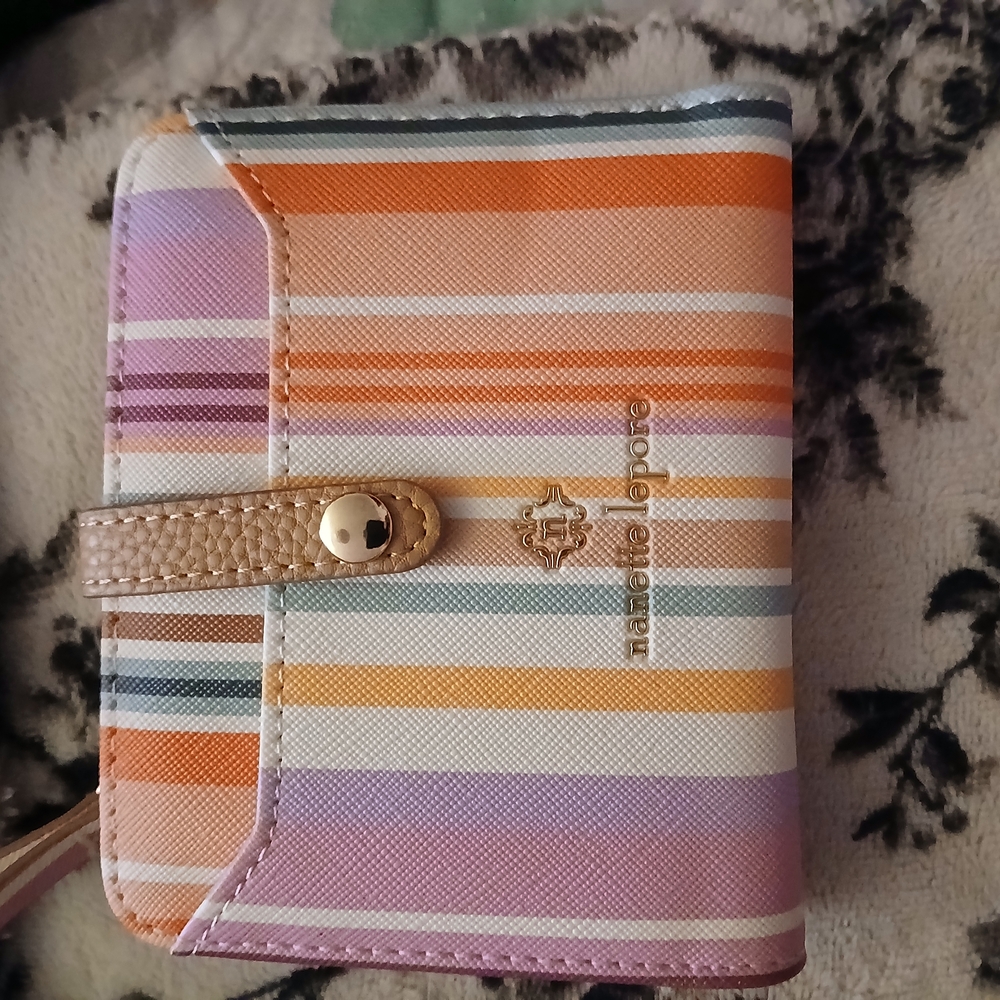 Nanette Lepore Pink and Orange Striped Wallet
